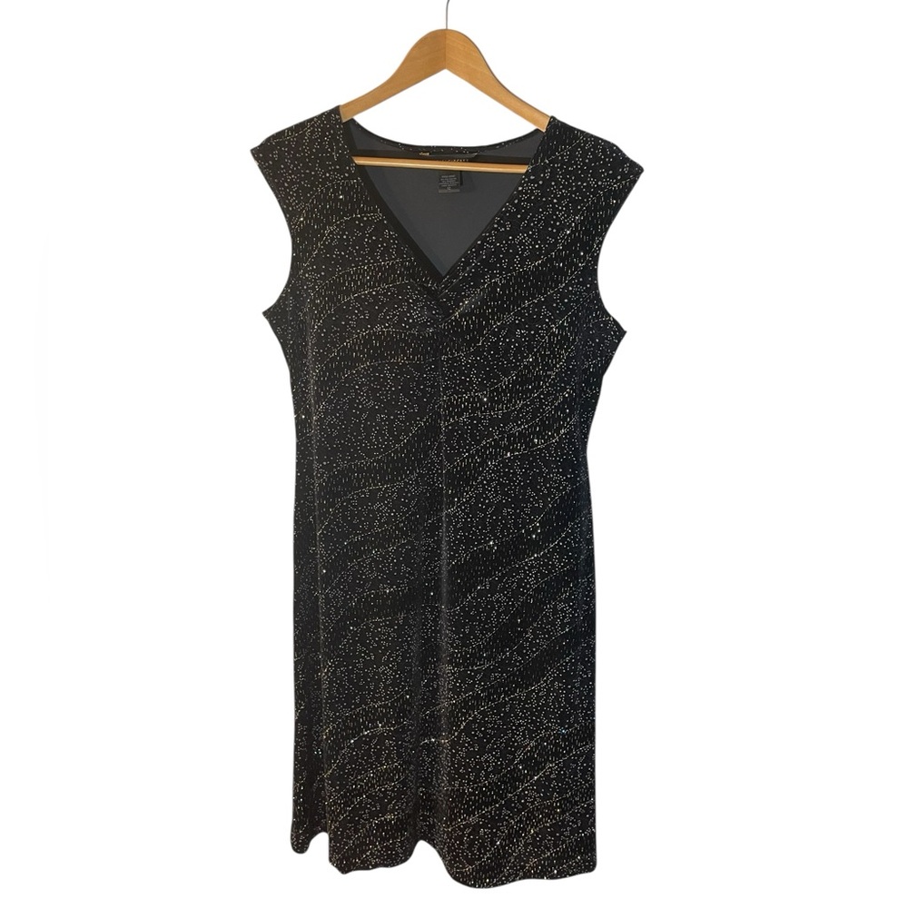 C39- Social Circles Size 12 Large Elegant Black and Silver Women's Dress